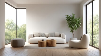 Contemporary living room interior design with natural lighting