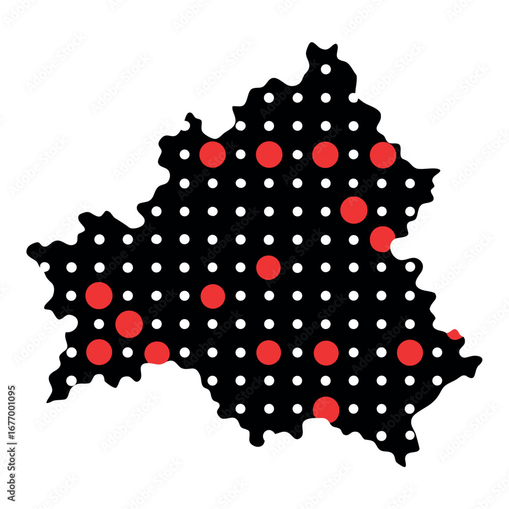 Poster abstract dotted map of belarus with geometric patterns