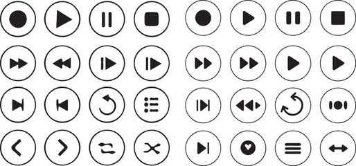 Audio playback controls icons pause stop