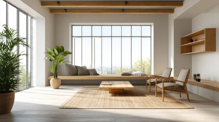 Bright sunny contemporary lounge for real estate marketing