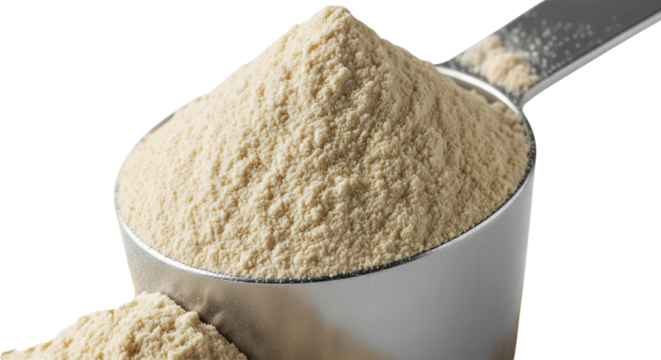 whey protein in scoop on transparent png



