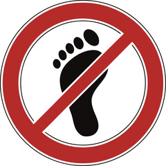 No Foot Traffic Road Sign High-Quality Red Circle Prohibition Illustration