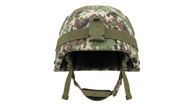 Isolated Camouflage Military Helmet