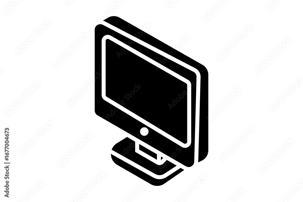 Fototapete the image shows a black and white minimalist computer monitor icon. the design depicts a desktop scr