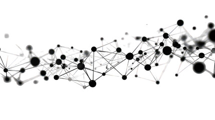 Abstract Network Connections, White Points and Lines on Black Background