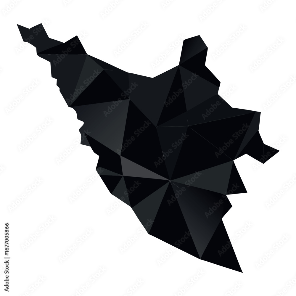 Poster abstract polygonal map of syria with solid black triangles