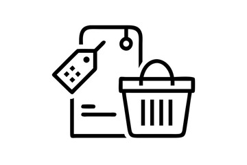 Vector art of online shopping with mobile phone and basket