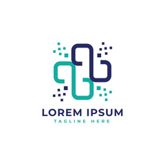 healthcare technology medical sign logo design creative plus sign modern minimal concept
