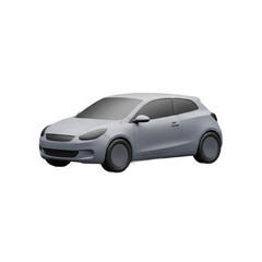 Three dimensional model of a modern gray hatchback car.
