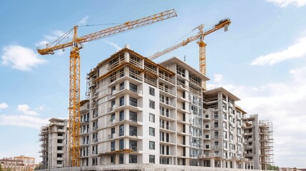 Steel frame and concrete structure of new building project
