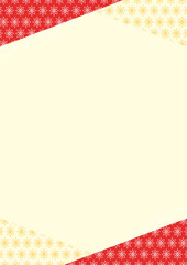 縦の背景　花模様と四隅の枠　赤