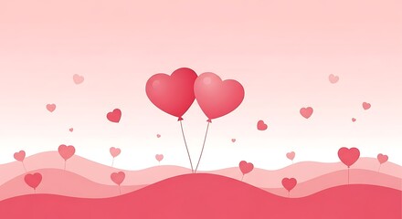 Heart Balloons Romantic Design.