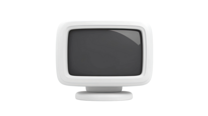 White 3d retro television vintage monitor screen old style electronic display technology antique device isolated on white background