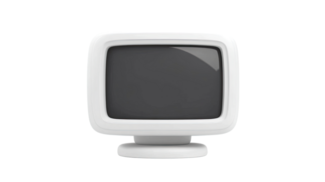 White 3d retro television vintage monitor screen old style electronic display technology antique device isolated on white background