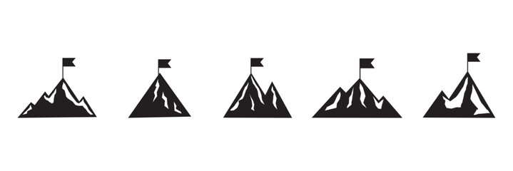 Minimalist mountain peak with flag design vector illustration
