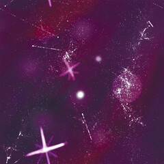 Abstract hand drawn cosmic violet background. Vector design element, template for banner, flyer, tag, card