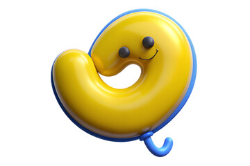 Realistic 3D render of cheerful cartoon-style balloon with soft ambient glow.
