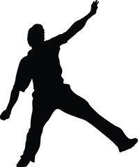 Fast Bowler in Action – Cricket Silhouette Vector Illustration