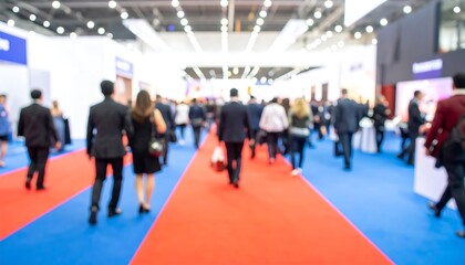 Crowded trade show aisle