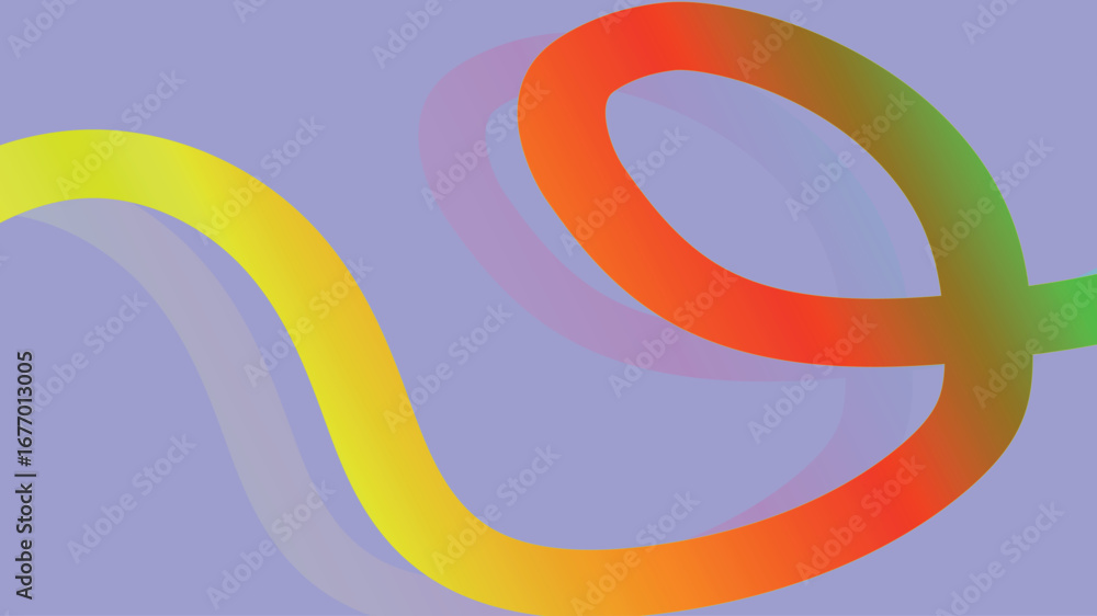 Poster abstract color line waves on multicolor background, vibrant wavy ribbon pattern with colorful gradie