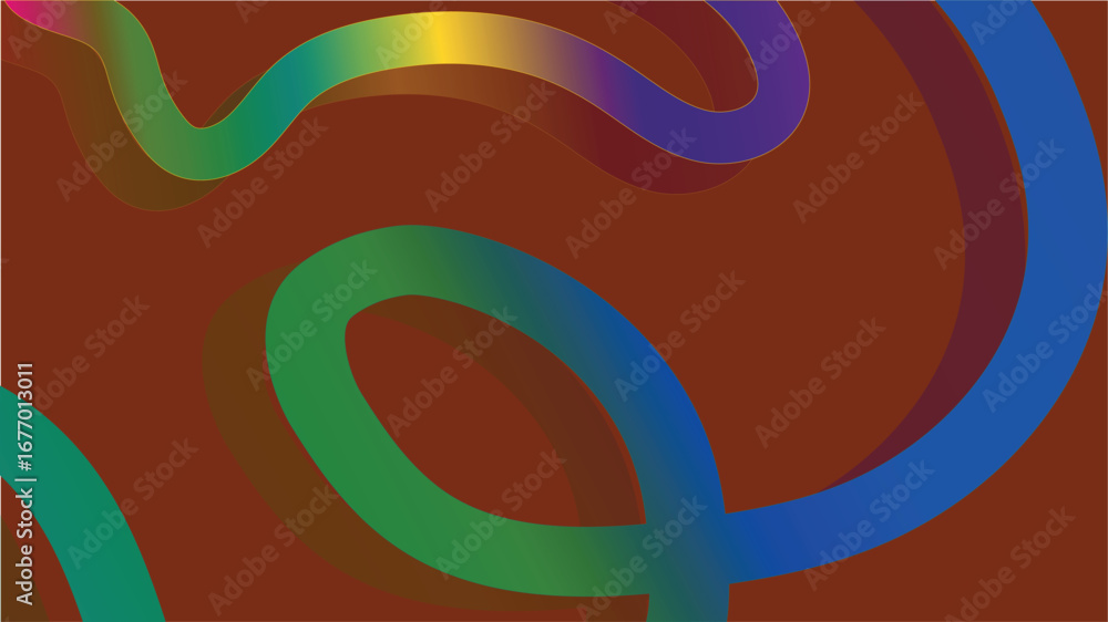 Poster abstract color line waves on multicolor background, vibrant wavy ribbon pattern with colorful gradie