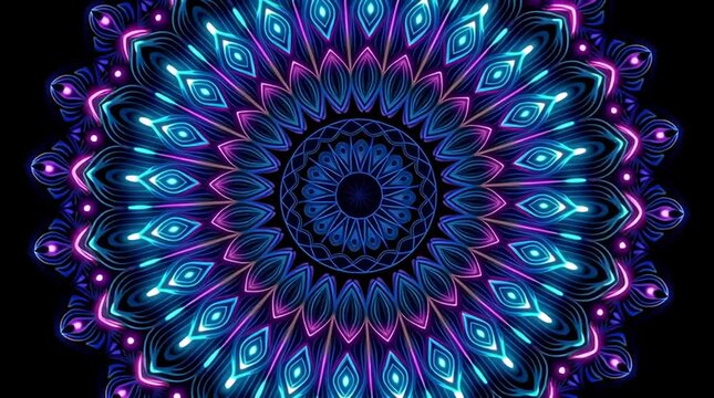 A vibrant and intricate mandala design with glowing patterns and rich colors.