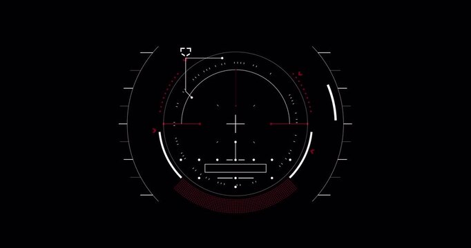 Futuristic HUD Interface: Digital Target Reticle on Black Background - Powered by Adobe