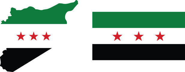 Syria vector map outline, Syria map. Syria flag