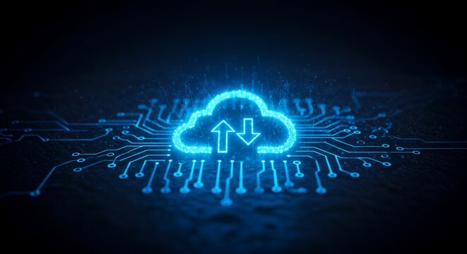 Glowing Cloud Data Transfer on Circuit Board