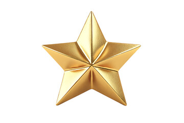 Fototapeta premium Golden Five Pointed Star Emblem isolated on a transparent background metallic shiny