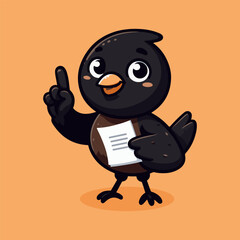 Small bird holding paper