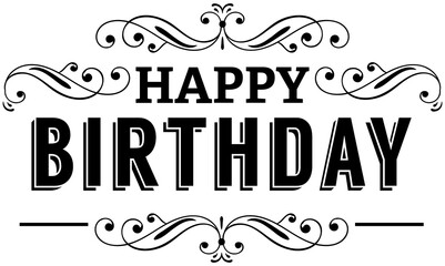 happy birthday set of calligraphic design elements