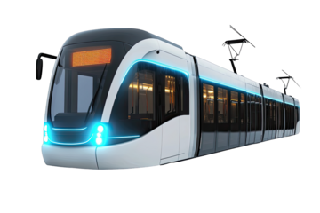Modern light rail train, sleek design