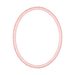 Pink vintage frame border illustration, Vector hand drawn oval crest design element.