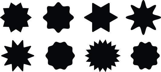 Black and red  Starburst. Circle sale sticker set. Wavy edge promo black and red badges. Special offer price tag. Sale, promo label color design. Vector illustration
