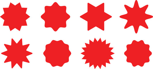 Black and red  Starburst. Circle sale sticker set. Wavy edge promo black and red badges. Special offer price tag. Sale, promo label color design. Vector illustration
