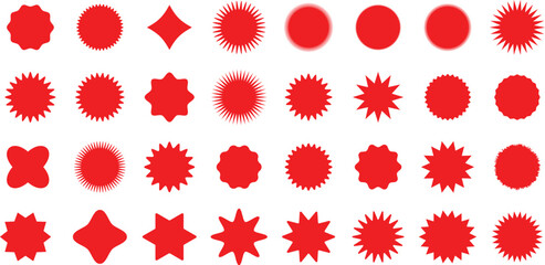 Circle sticker set. Wavy edge promo red and black badges. Special offer price tag. sale or discount sticker, sunburst badges icon. Vector Illustration.
