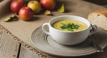 Creamy Autumn Soup with Bread.
