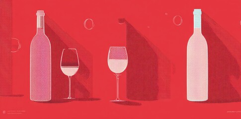 Alcohol use, abuse, addiction, and the corresponding health risks are symbolized by a wine bottle and glass, which also warns against the perils of drinking for those under the legal age