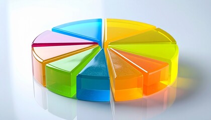 Obraz premium Colorful translucent pie chart segments, illustrating the concept of proportional data division, strategic analysis, and diverse resource allocation for visual understanding