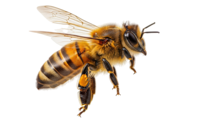 Isolated Flying Honey Bee
