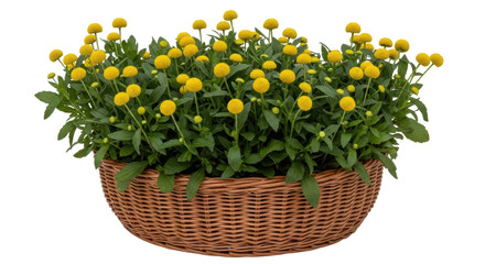 Isolated Craspedia Flowers in Basket