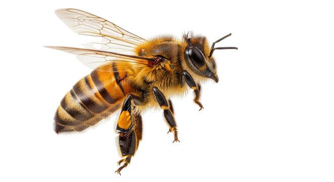 Isolated Flying Honey Bee