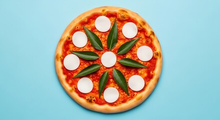Artistic Pizza Design with Cheese and Herbs.