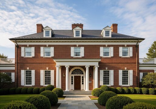 Classic Red Brick Colonial Mansion