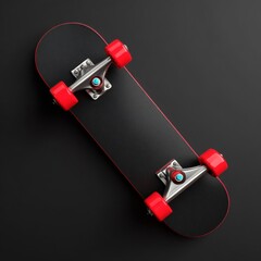 Featuring sleek black grip tape and white wheels, this modern skateboard is well-suited for riders of all experience levels, with a minimalist design that simultaneously enhances its performance and