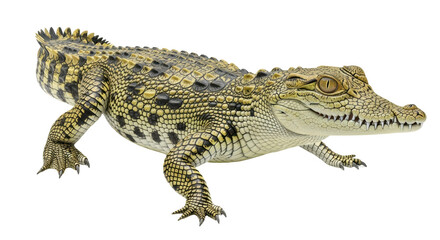 Isolated Crocodile Walking on White Background