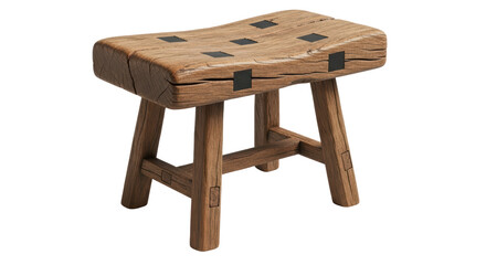 Isolated Wooden Stool with Metal Accents