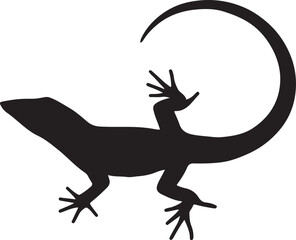 vector silhouette of a lizard in the white background.