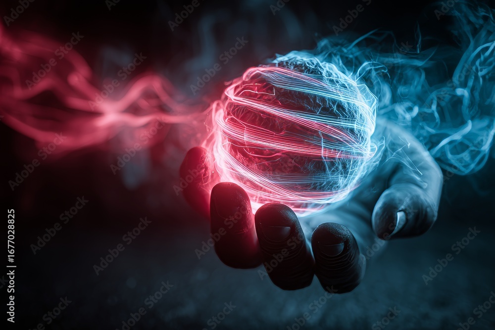 Aufkleber digital art and 3d render combine to create a sci-fi themed depiction of sorcery, featuring a glowin